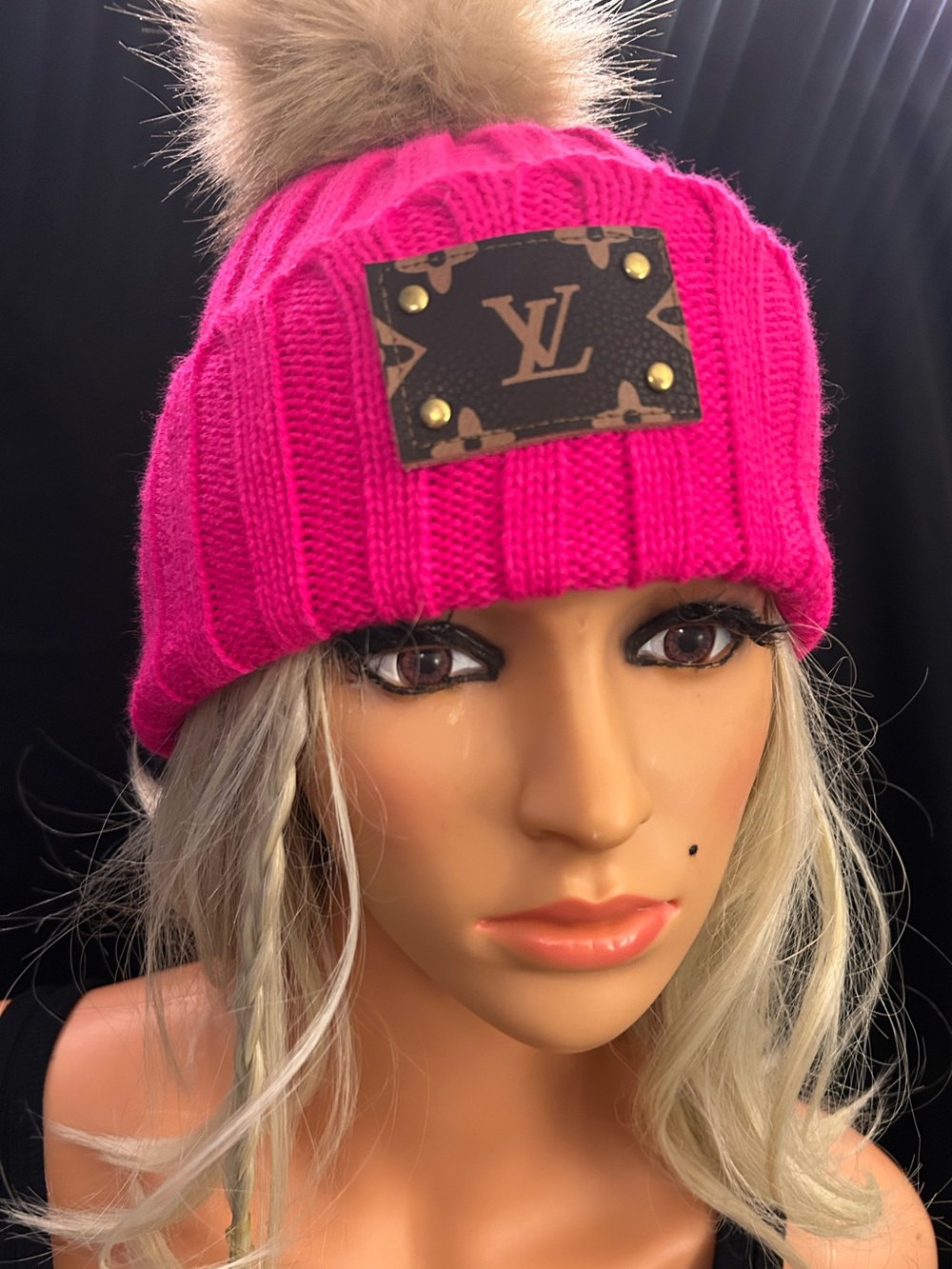 Upcyled Louis Patch Pom Pom Beanie - Picture 6 of 16